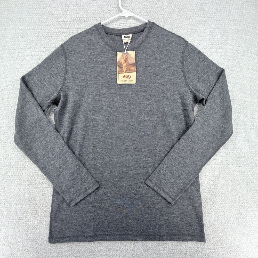 Arms of Andes 100% Alpaca Wool Sweater Mens Large Gray Long Sleeve Crew Neck